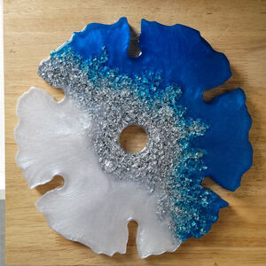 Unbranded Wine Bottle Holder Resin Art - Blue & White